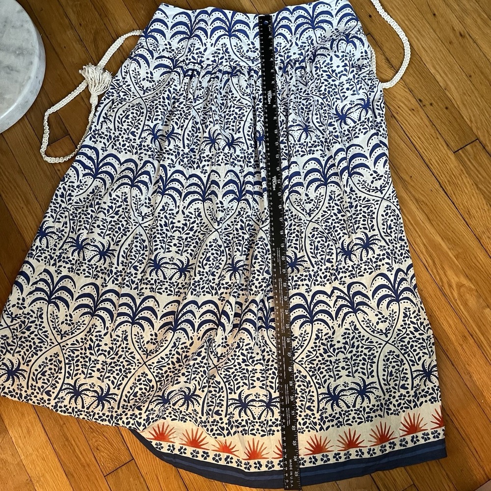 Rachel Zoe Womens Large Tropical Palm Tree Maxi Skirt Linen Blend Boho Summer - Picture 12 of 13